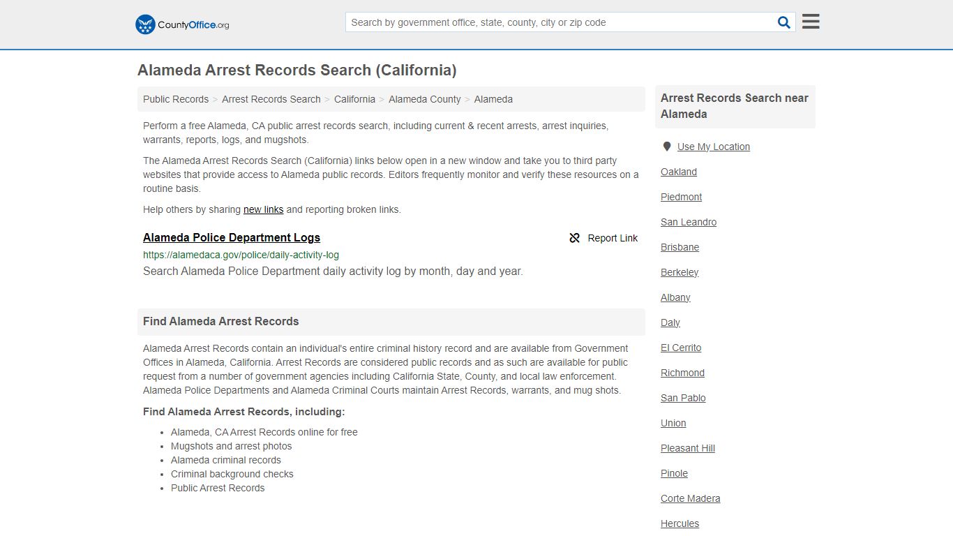 Arrest Records Search - Alameda, CA (Arrests & Mugshots) - County Office